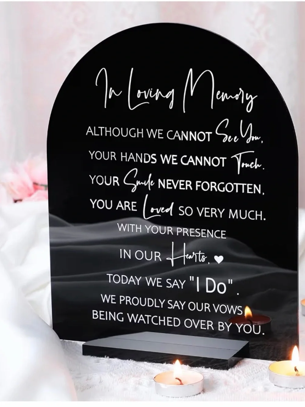 Black Acrylic 'In Loving Memory' Wedding Ceremony Sign